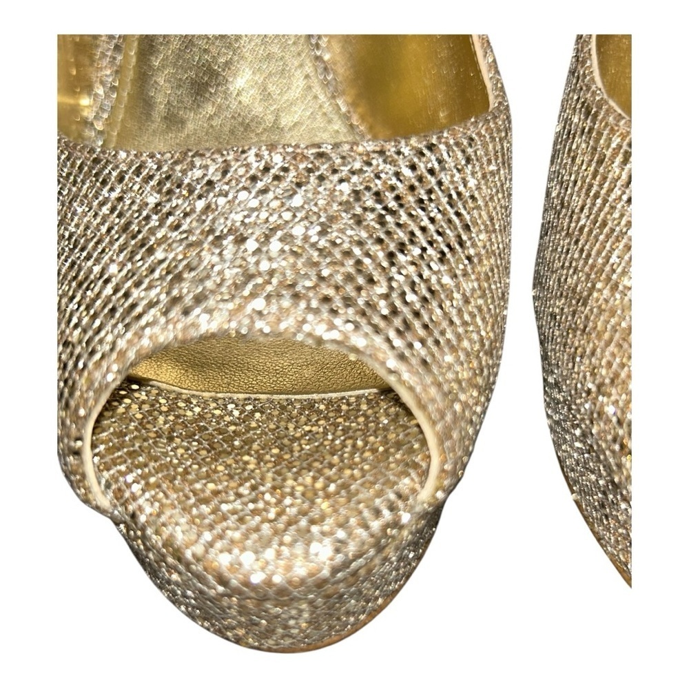 MICHAEL KORS Sparkling Gold Peep-Toe Heels excellent condition size 5 - Picture 5 of 14